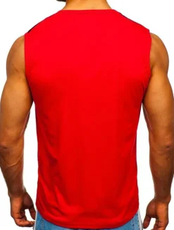 Hot OUKU Men's T Shirt Tank Top Vest Top Undershirt Sleeveless Crew Neck Summer Graphic Color Block Sports Fashion Lightweight Print Vacation Casual Holiday Black White Red Top Tee for Men