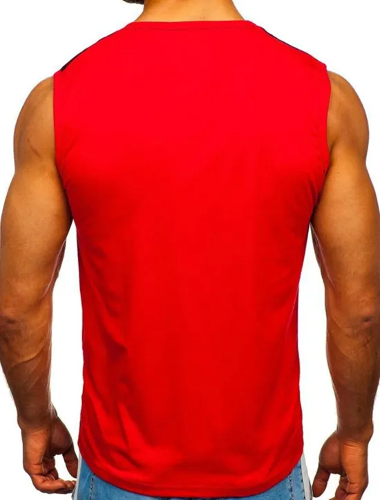 Hot OUKU Men's T Shirt Tank Top Vest Top Undershirt Sleeveless Crew Neck Summer Graphic Color Block Sports Fashion Lightweight Print Vacation Casual Holiday Black White Red Top Tee for Men