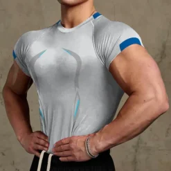 New OUKU Men's T shirt Tee Gym Shirt Men Tops Crew Neck Short Sleeve Sport Casual Daily Gym Quick dry Breathable Soft Color Block Black White Activewear Fashion Basic