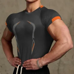 New OUKU Men's T shirt Tee Gym Shirt Men Tops Crew Neck Short Sleeve Sport Casual Daily Gym Quick dry Breathable Soft Color Block Black White Activewear Fashion Basic