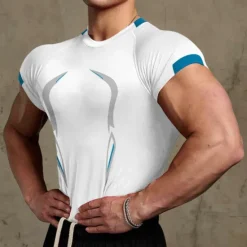 New OUKU Men's T shirt Tee Gym Shirt Men Tops Crew Neck Short Sleeve Sport Casual Daily Gym Quick dry Breathable Soft Color Block Black White Activewear Fashion Basic