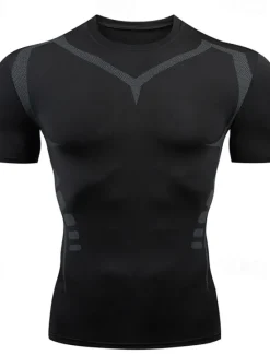 Sale OUKU Men's T shirt Tee Gym Shirt Compression Shirt Fitness Shirt Men Tops Crew Neck Short Sleeve Sports & Outdoor Vacation Going out Casual Daily Quick dry Sweat wicking Breathable High Elasticity Plain 1