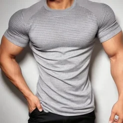 Online OUKU Men's T shirt Tee Gym Shirt Men Tops V Neck Short Sleeve Sport Casual Daily Gym Quick dry Soft Plain Black Navy Blue Activewear Fashion Basic