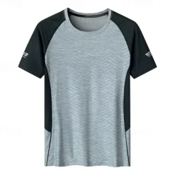 Clearance OUKU Men's T shirt Tee Gym Shirt Sports T-Shirt Crew Neck Short Sleeve Sports & Outdoor Vacation Casual Daily Gym Quick dry Breathable Patchwork Color Block Black Green Activewear Fashion Basic