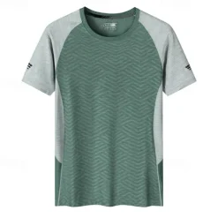 Clearance OUKU Men's T shirt Tee Gym Shirt Sports T-Shirt Crew Neck Short Sleeve Sports & Outdoor Vacation Casual Daily Gym Quick dry Breathable Patchwork Color Block Black Green Activewear Fashion Basic