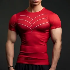 Discount OUKU Men's T shirt Tee Gym Shirt Sports T-Shirt Crew Neck Short Sleeve Sports & Outdoor Vacation Casual Daily Gym Quick dry Breathable Plain Black Red Activewear Fashion Basic