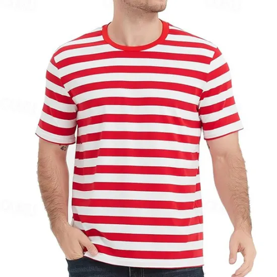 Outlet OUKU Men's T Shirt Tee Short Sleeve Shirt Tee Top Short Sleeve Crew Neck Spring & Summer Striped Fashion Designer Basic Vacation Street Going out Black Yellow Red Top Tee for Men