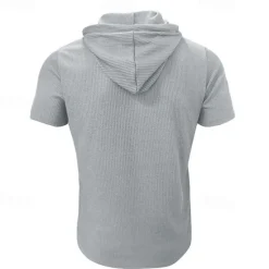 Outlet OUKU Men's T Shirt Tee Short Sleeve Shirt Tee Top Short Sleeve Hooded Summer Plain Fashion Designer Basic Buttons Vacation Street Going out Wine Black Blue Top Tee for Men