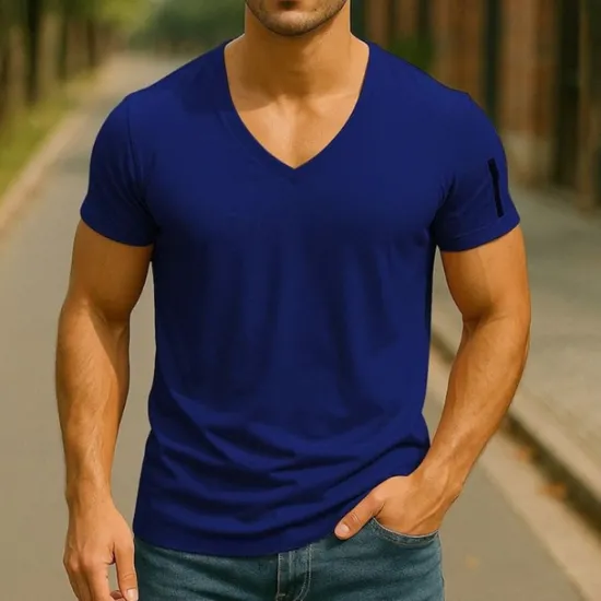 Sale OUKU Men's T Shirt Tee Short Sleeve Shirt Tee Top Short Sleeve V Neck Summer Plain Fashion Designer Basic Zipper Vacation Street Going out Black White Pink Top Tee for Men