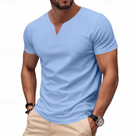 Clearance OUKU Men's T Shirt Tee Short Sleeve Shirt Tee Top Short Sleeve V Neck Summer Plain Fashion Designer Basic Classic Vacation Street Going out Black White Orange Top Tee for Men