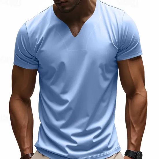 Clearance OUKU Men's T Shirt Tee Short Sleeve Shirt Tee Top Short Sleeve V Neck Summer Plain Fashion Designer Basic Classic Vacation Street Going out Black White Orange Top Tee for Men