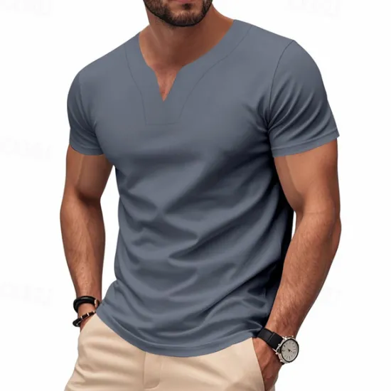 Clearance OUKU Men's T Shirt Tee Short Sleeve Shirt Tee Top Short Sleeve V Neck Summer Plain Fashion Designer Basic Classic Vacation Street Going out Black White Orange Top Tee for Men