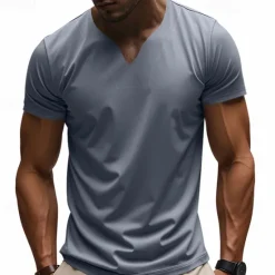 Clearance OUKU Men's T Shirt Tee Short Sleeve Shirt Tee Top Short Sleeve V Neck Summer Plain Fashion Designer Basic Classic Vacation Street Going out Black White Orange Top Tee for Men