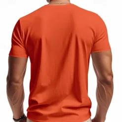 Clearance OUKU Men's T Shirt Tee Short Sleeve Shirt Tee Top Short Sleeve V Neck Summer Plain Fashion Designer Basic Classic Vacation Street Going out Black White Orange Top Tee for Men