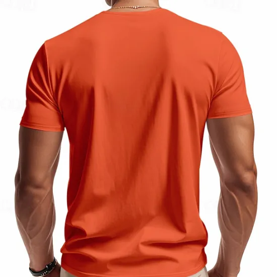 Clearance OUKU Men's T Shirt Tee Short Sleeve Shirt Tee Top Short Sleeve V Neck Summer Plain Fashion Designer Basic Classic Vacation Street Going out Black White Orange Top Tee for Men