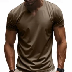 Clearance OUKU Men's T Shirt Tee Short Sleeve Shirt Tee Top Short Sleeve V Neck Summer Plain Fashion Designer Basic Classic Vacation Street Going out Black White Orange Top Tee for Men