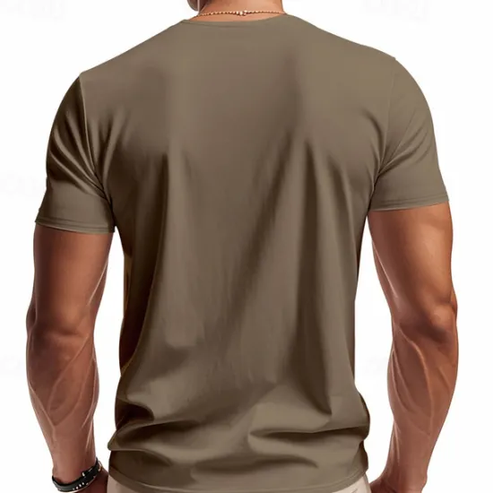 Clearance OUKU Men's T Shirt Tee Short Sleeve Shirt Tee Top Short Sleeve V Neck Summer Plain Fashion Designer Basic Classic Vacation Street Going out Black White Orange Top Tee for Men
