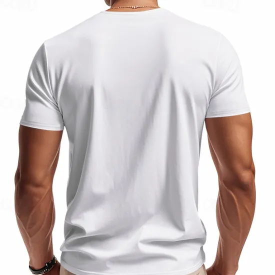 Clearance OUKU Men's T Shirt Tee Short Sleeve Shirt Tee Top Short Sleeve V Neck Summer Plain Fashion Designer Basic Classic Vacation Street Going out Black White Orange Top Tee for Men