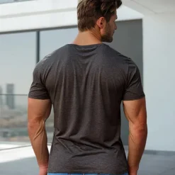Outlet OUKU Men's T shirt Tee Solid Color V Neck non-printing Normal Short Sleeve V Neck Clothing Apparel 100% Cotton Knitwear Daily Sports & Outdoors Dark Gray