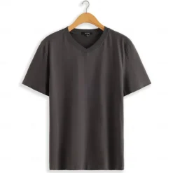 Outlet OUKU Men's T shirt Tee Solid Color V Neck non-printing Normal Short Sleeve V Neck Clothing Apparel 100% Cotton Knitwear Daily Sports & Outdoors Dark Gray