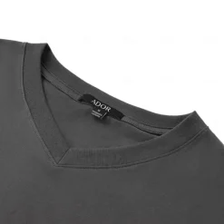 Outlet OUKU Men's T shirt Tee Solid Color V Neck non-printing Normal Short Sleeve V Neck Clothing Apparel 100% Cotton Knitwear Daily Sports & Outdoors Dark Gray