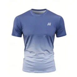 New OUKU Men's T shirt Tee Sports T-Shirt Crew Neck Short Sleeve Sports & Outdoor Vacation Casual Daily Gym Quick dry Breathable Gradient Yellow Red Activewear Fashion Basic