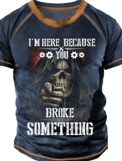 Hot OUKU Men's T shirt Tee Tee Graphic Skulls Crew Neck Clothing Apparel 3D Print Outdoor Casual Short Sleeve Patchwork Print Fashion Designer Comfort