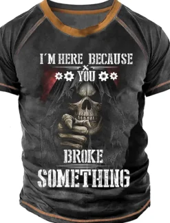 Hot OUKU Men's T shirt Tee Tee Graphic Skulls Crew Neck Clothing Apparel 3D Print Outdoor Casual Short Sleeve Patchwork Print Fashion Designer Comfort