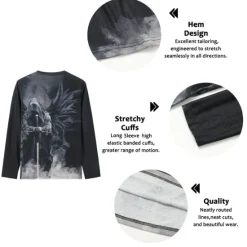 Best OUKU Men's T shirt Tee Tee Graphic Human Collar Green Black Blue Purple Yellow 3D Print Outdoor Street Long Sleeve Lace up Print Clothing Apparel Basic Designer Casual Classic