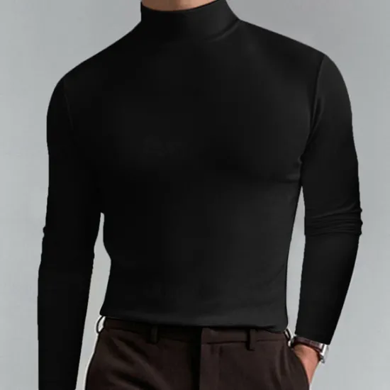 Discount OUKU Men's T Shirt Tee Tee Top Long Sleeve Shirt Long Sleeve Turtleneck Spring Fall Plain Fashion Designer Basic Classic Vacation Street Going out Apricot Black White Top Tee for Men