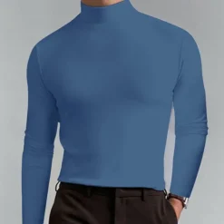 Discount OUKU Men's T Shirt Tee Tee Top Long Sleeve Shirt Long Sleeve Turtleneck Spring Fall Plain Fashion Designer Basic Classic Vacation Street Going out Apricot Black White Top Tee for Men