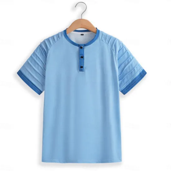 Clearance OUKU Men's T shirt Tee Tee Top Plain Slim Pleated Standing Collar Street Vacation Short Sleeves Lace up Clothing Apparel Fashion Designer Basic