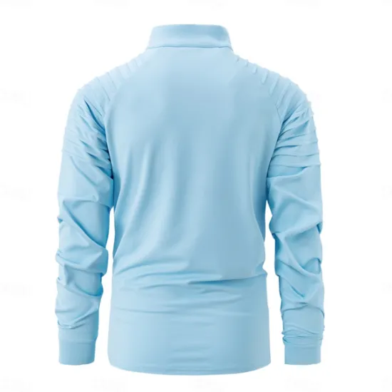 Hot OUKU Men's T Shirt Tee Top Long Sleeve Quarter Zip Summer Solid Color Fashion Designer Basic Zipper Outdoor Vacation Work Navy Black White Top Tee for Men