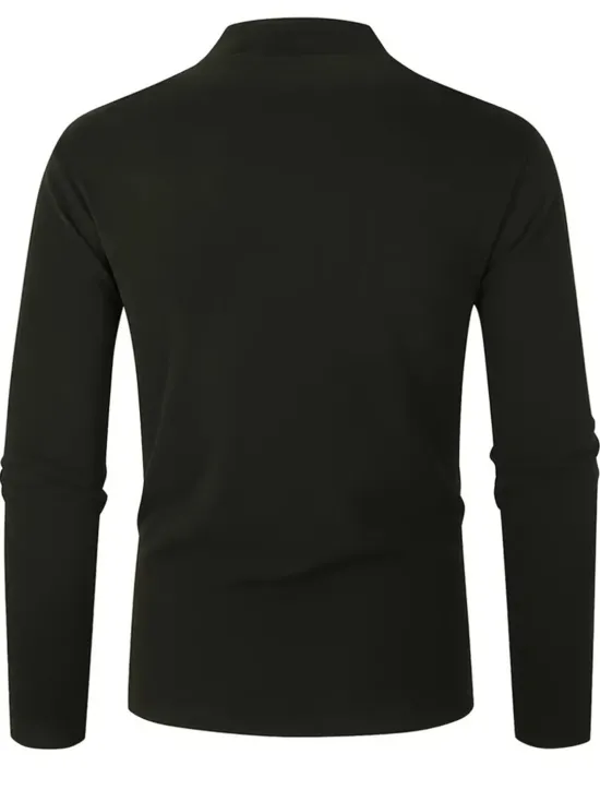 OUKU Men's T Shirt Tee Top Long Sleeve Shirt Long Sleeve Turtleneck Summer Plain Fashion Designer Basic Vacation Street Going out Black Navy Blue Blue Top Tee for Men