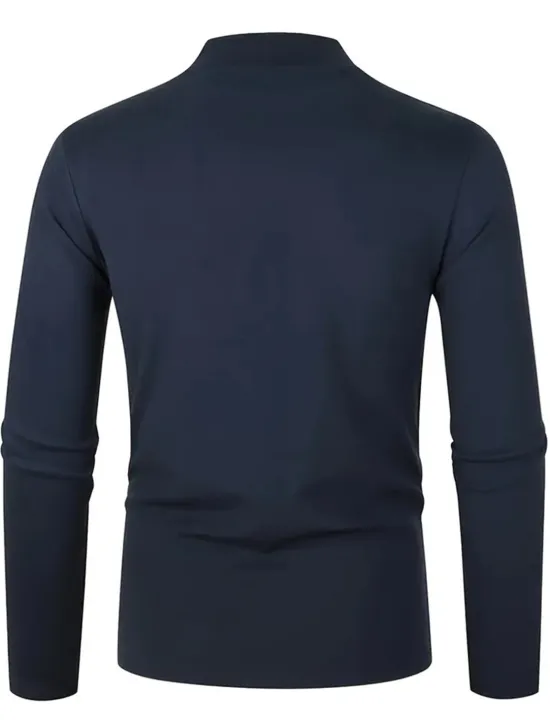 OUKU Men's T Shirt Tee Top Long Sleeve Shirt Long Sleeve Turtleneck Summer Plain Fashion Designer Basic Vacation Street Going out Black Navy Blue Blue Top Tee for Men
