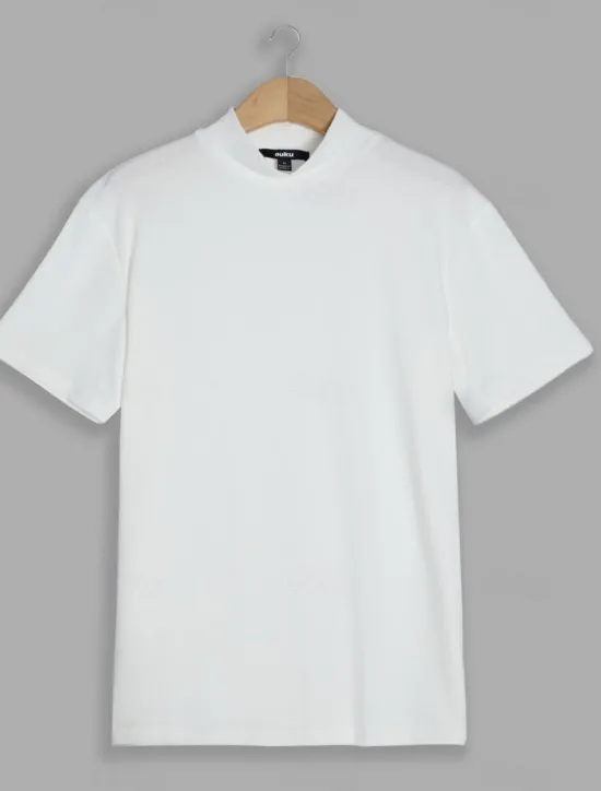 Discount OUKU Men's T Shirt Tee Top Mock Turtleneck Short Sleeves Turtleneck Summer Plain Designer Basic Modern Contemporary Vacation Street Going out Wine Black White Top Tee for Men