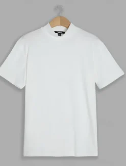 Sale OUKU Men's T Shirt Tee Top Mock Turtleneck Short Sleeves Turtleneck Summer Plain Fashion Designer Basic Vacation Street Going out Black White Blue Top Tee for Men
