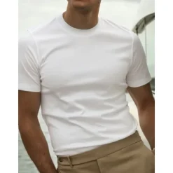 Best OUKU Men's T Shirt Tee Top Short Sleeves Crew Neck Summer Plain Fashion Designer Basic Classic Style Vacation Casual Daily Black White Navy Blue Top Tee for Men