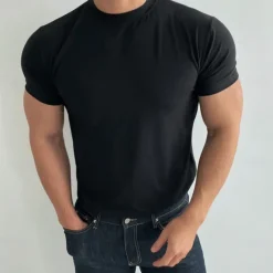 Best OUKU Men's T Shirt Tee Top Short Sleeves Crew Neck Summer Plain Fashion Designer Basic Classic Style Vacation Casual Daily Black White Navy Blue Top Tee for Men