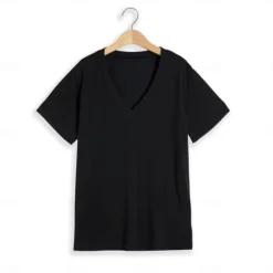 Clearance OUKU Men's T Shirt Tee Top Short Sleeves V Neck Summer Plain Fashion Designer Basic Vacation Street Going out Black White Red Top Tee for Men