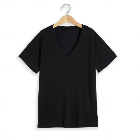 Clearance OUKU Men's T Shirt Tee Top Short Sleeves V Neck Summer Plain Fashion Designer Basic Vacation Street Going out Black White Red Top Tee for Men