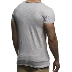 New OUKU Men's T Shirt Tee Top Short Sleeves V Neck Summer Plain Fashion Designer Basic Vacation Street Going out Black White Red Top Tee for Men