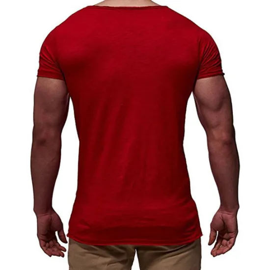 New OUKU Men's T Shirt Tee Top Short Sleeves V Neck Summer Plain Fashion Designer Basic Vacation Street Going out Black White Red Top Tee for Men