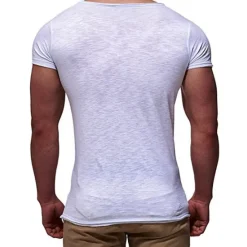 New OUKU Men's T Shirt Tee Top Short Sleeves V Neck Summer Plain Fashion Designer Basic Vacation Street Going out Black White Red Top Tee for Men