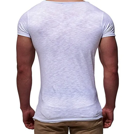 New OUKU Men's T Shirt Tee Top Short Sleeves V Neck Summer Plain Fashion Designer Basic Vacation Street Going out Black White Red Top Tee for Men