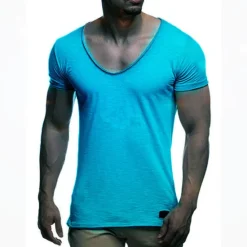 New OUKU Men's T Shirt Tee Top Short Sleeves V Neck Summer Plain Fashion Designer Basic Vacation Street Going out Black White Red Top Tee for Men