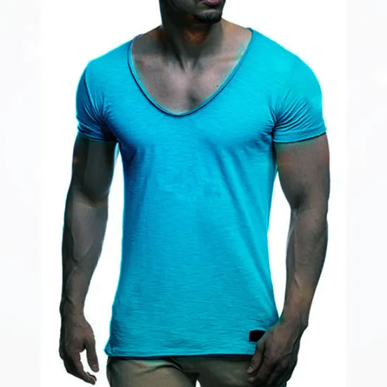 New OUKU Men's T Shirt Tee Top Short Sleeves V Neck Summer Plain Fashion Designer Basic Vacation Street Going out Black White Red Top Tee for Men