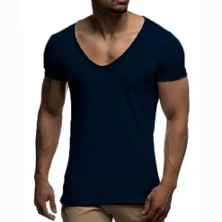 New OUKU Men's T Shirt Tee Top Short Sleeves V Neck Summer Plain Fashion Designer Basic Vacation Street Going out Black White Red Top Tee for Men