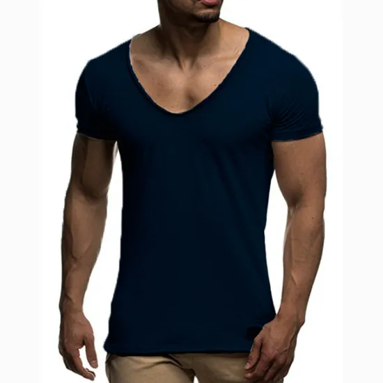 New OUKU Men's T Shirt Tee Top Short Sleeves V Neck Summer Plain Fashion Designer Basic Vacation Street Going out Black White Red Top Tee for Men