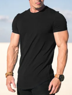 New OUKU Men's T Shirt Tee Top Short Sleeves Crew Neck Summer Plain Fashion Designer Basic Vacation Street Going out Black White khaki Top Tee for Men